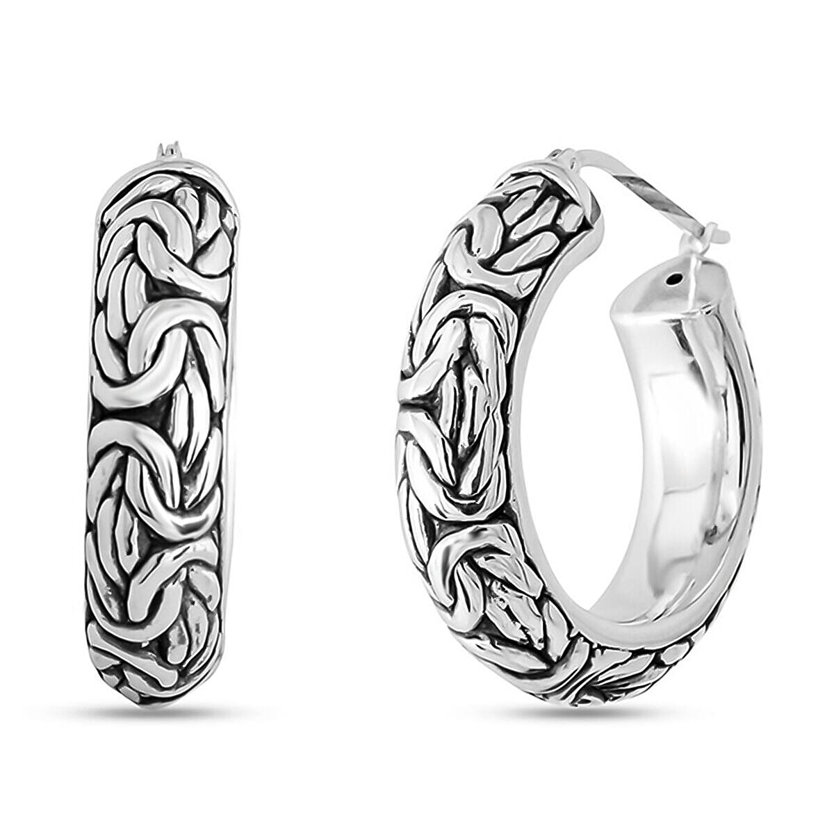 Sterling Silver Byzantine Hoop Earrings (with Clasp) 7489137 0