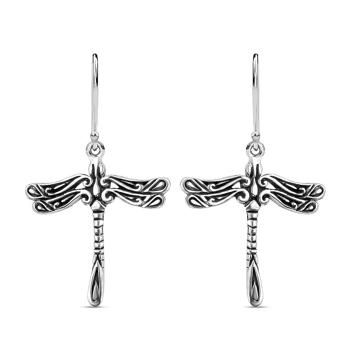 Royal Bali Collection - Sterling Silver Dragonfly Earrings (with Hook) 7196408 0