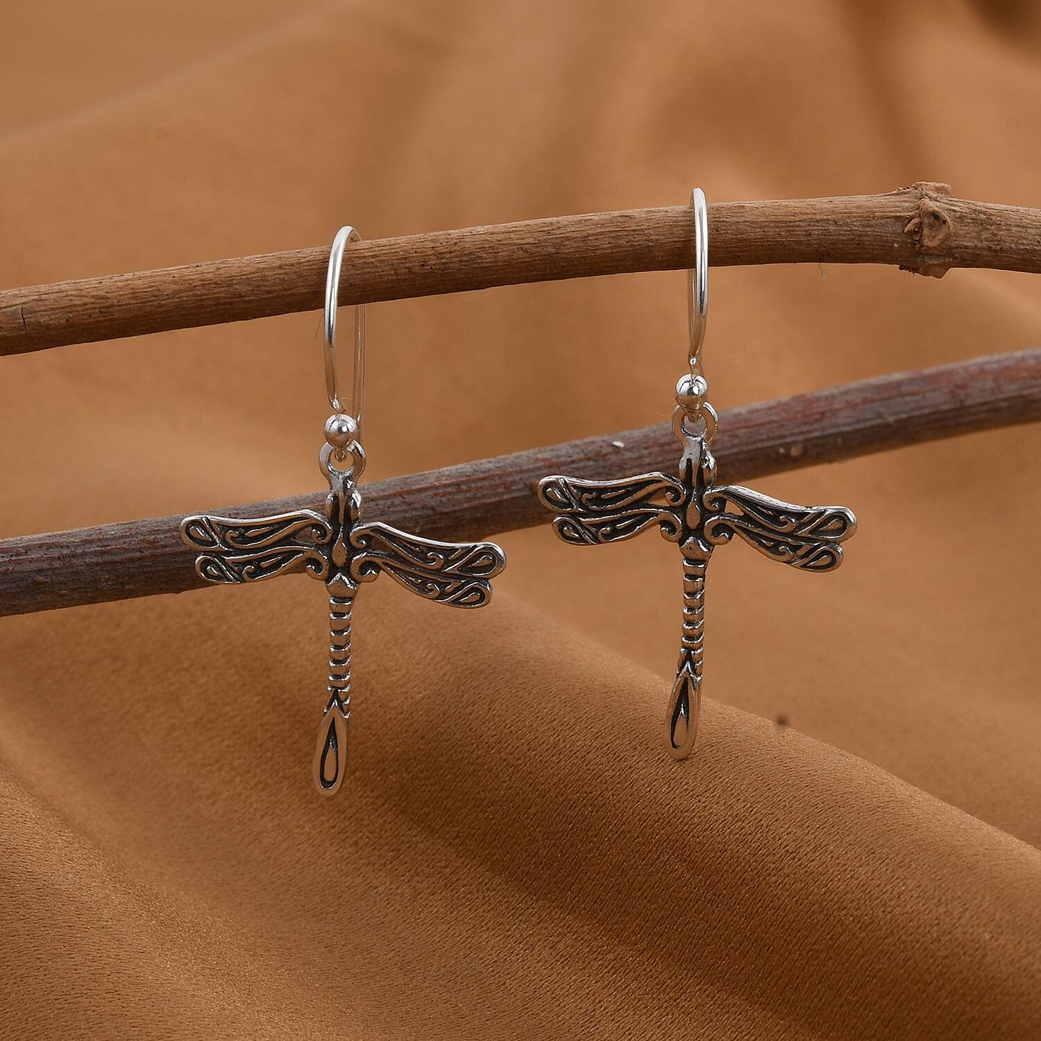 Royal Bali Collection - Sterling Silver Dragonfly Earrings (with Hook) 7196408 2
