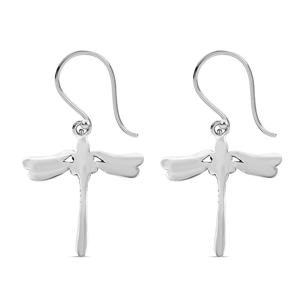 Royal Bali Collection - Sterling Silver Dragonfly Earrings (with Hook)