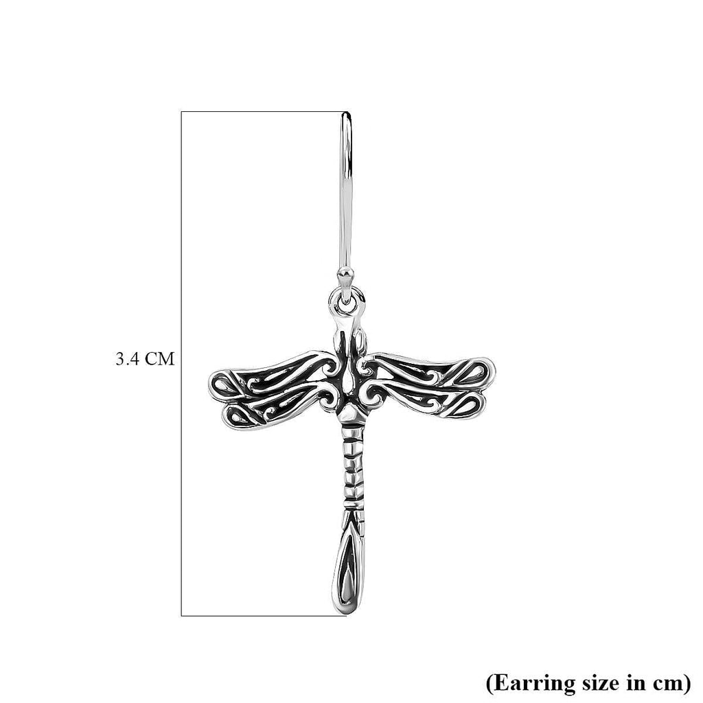 Royal Bali Collection - Sterling Silver Dragonfly Earrings (with Hook)