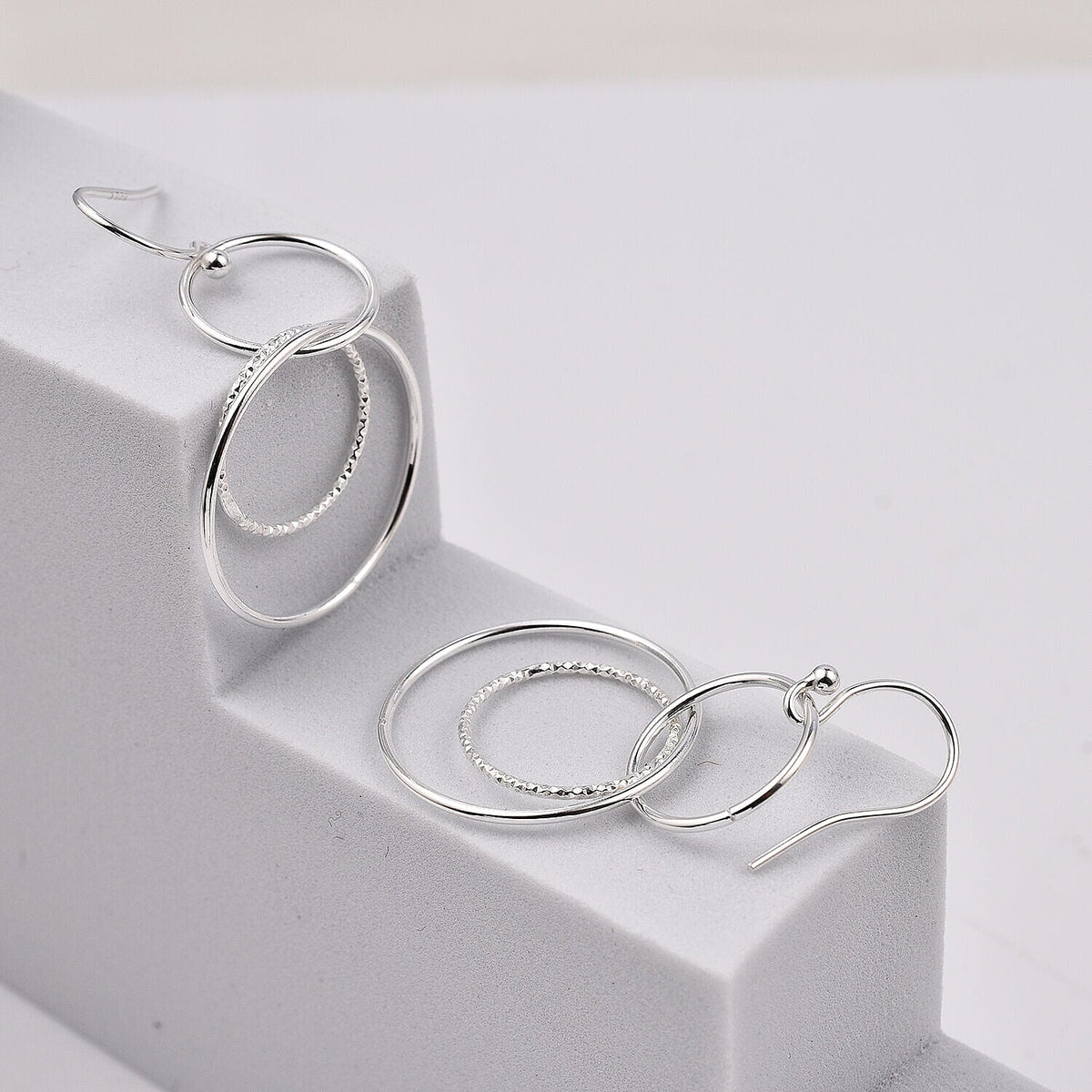Sterling Silver Circle Dangle Earrings 7489142 1