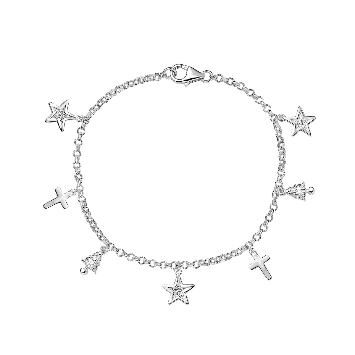 Sterling Silver Christmas Charm Bracelet (Size - 7.5) 7262114 0