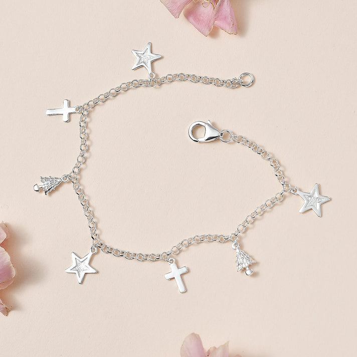 Sterling Silver Christmas Charm Bracelet (Size - 7.5) 7262114 2