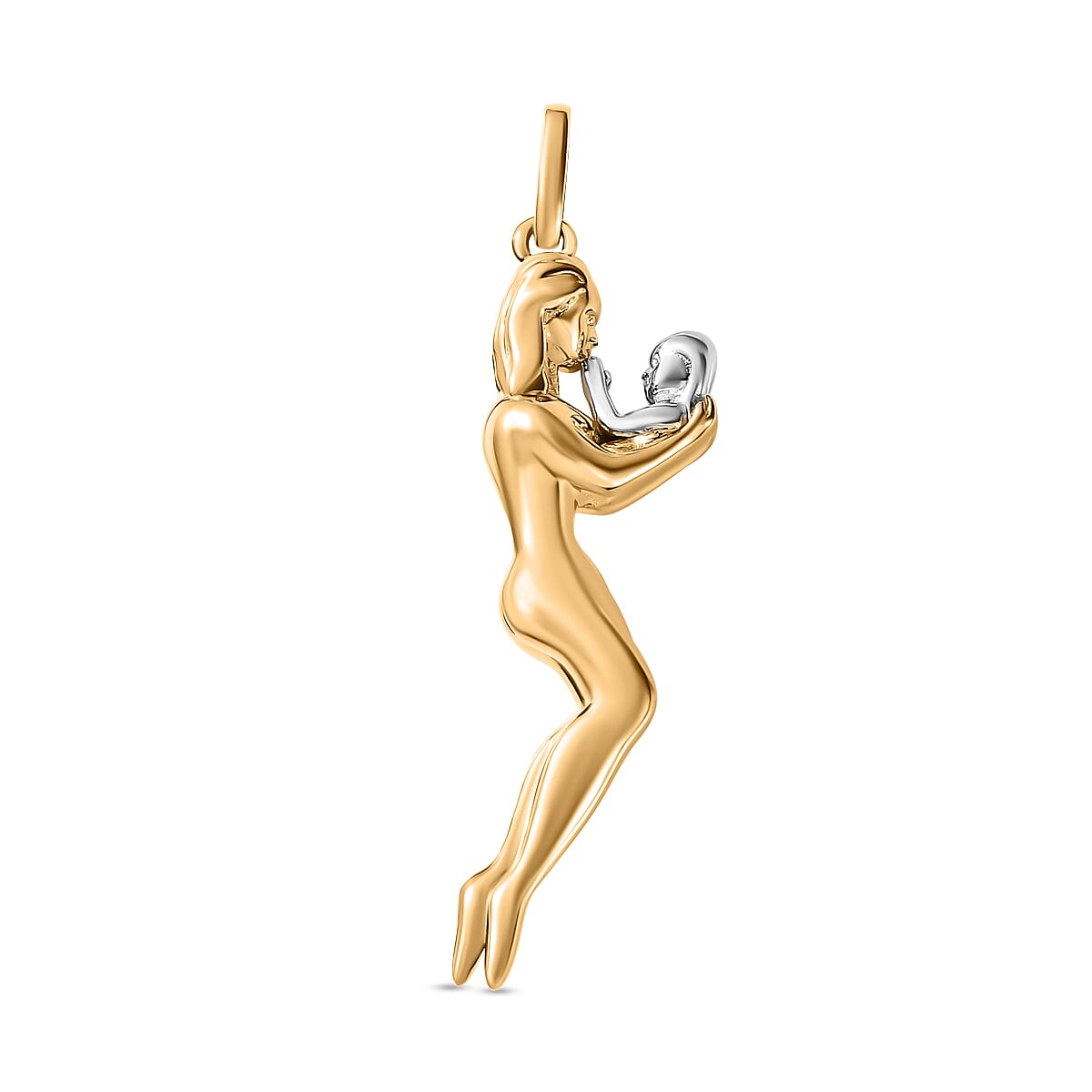 Mother &amp; Child Pendant in Platinum and 18K Vermeil Yellow Gold Plated Sterling Silver 7673123 0