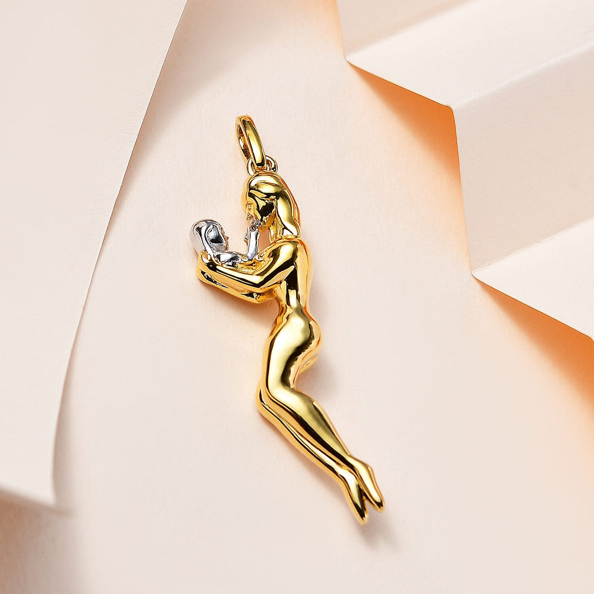 Mother &amp; Child Pendant in Platinum and 18K Vermeil Yellow Gold Plated Sterling Silver 7673123 3