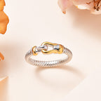 Designer Inspired Textured Stirrup Ring in Sterling Silver