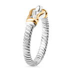 Designer Inspired Textured Stirrup Ring in Sterling Silver