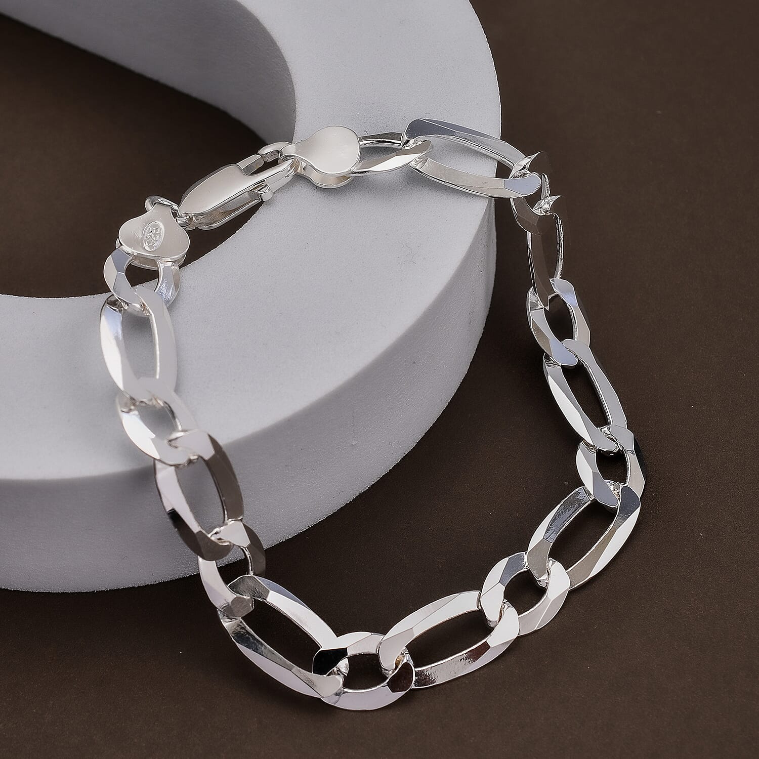 Vicenza Closeout - Sterling Silver Figaro Bracelet (Size - 8), Silver Wt. 12.26 Gms 7385799 1