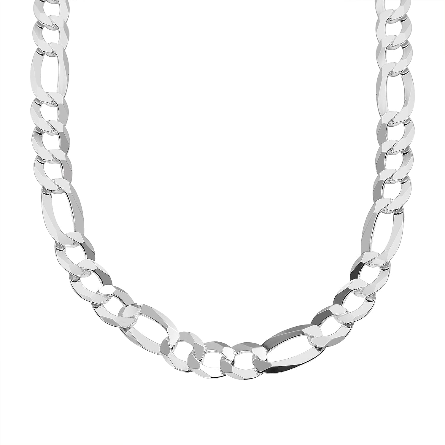 JCK Vegas - Sterling Silver Figaro Square Flat Necklace (Size - 20), Silver Wt. 31 Gms 7729623 0
