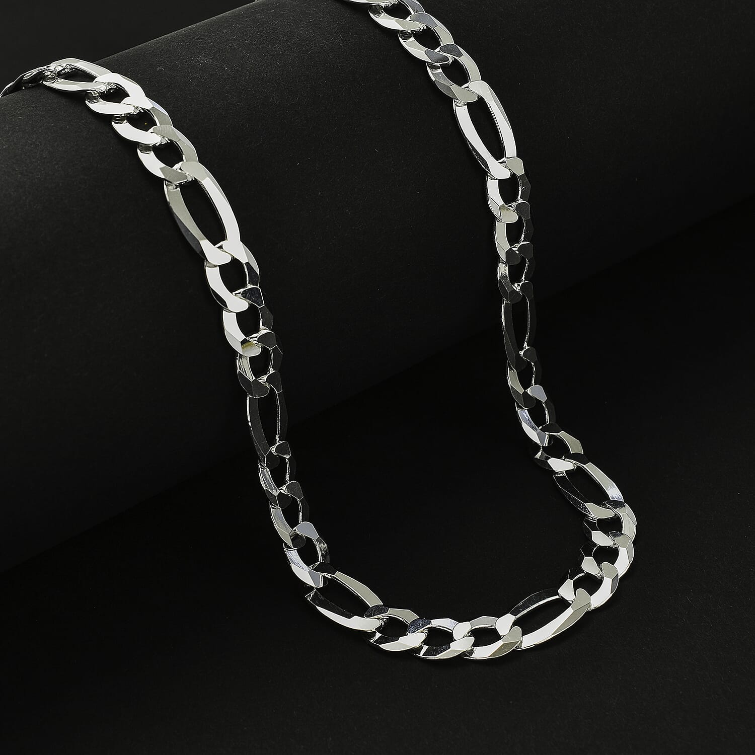 JCK Vegas - Sterling Silver Figaro Square Flat Necklace (Size - 20), Silver Wt. 31 Gms 7729623 1