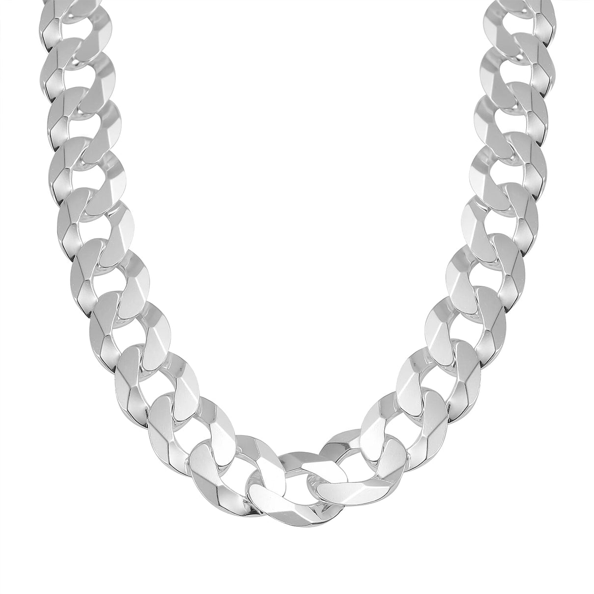Sterling Silver Flat Curb Bevelled Edge Necklace (Size - 22), Silver Wt. 101.00 Gms 7663247 0