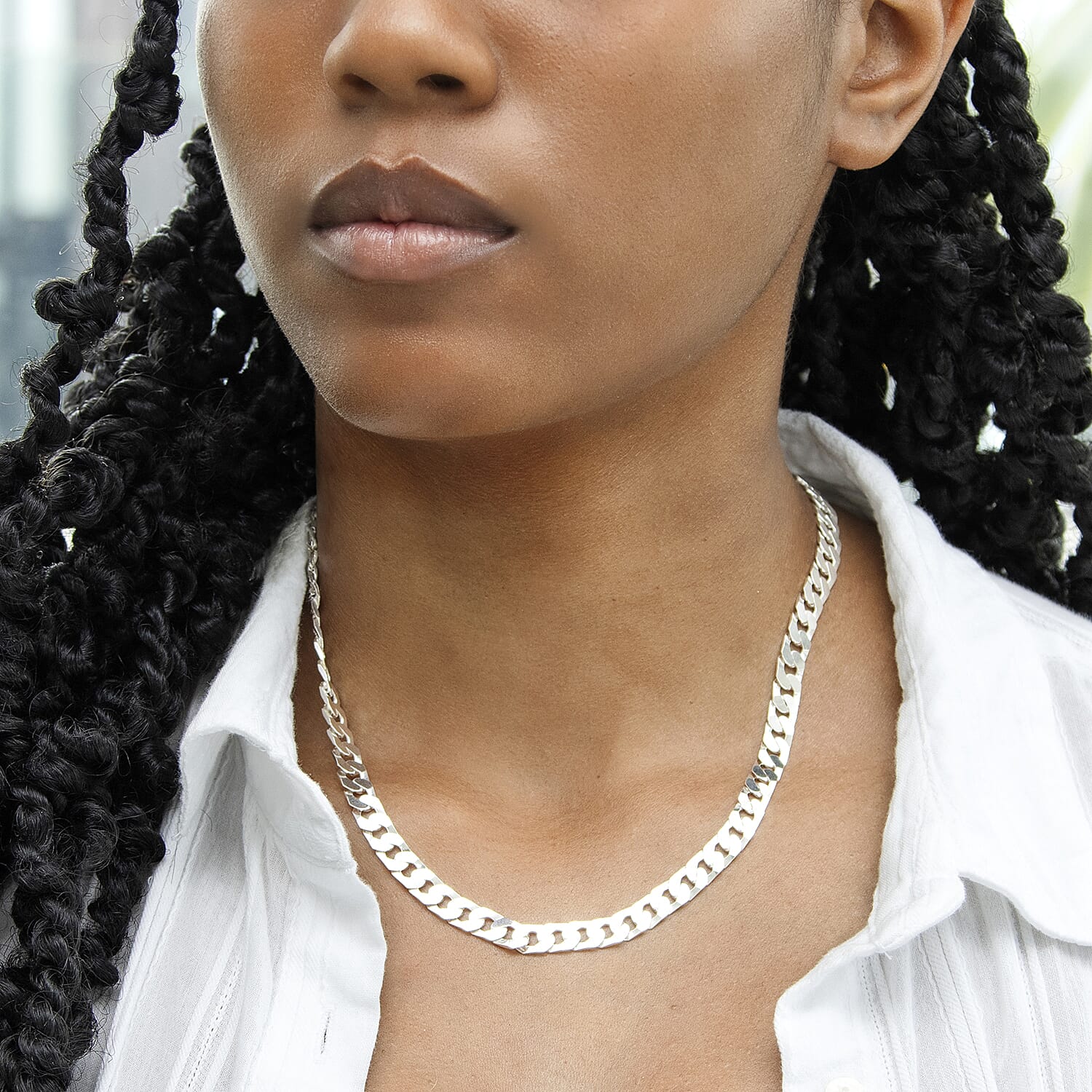 Sterling Silver Flat Square Curb Chain 18 Inch 7315202 2