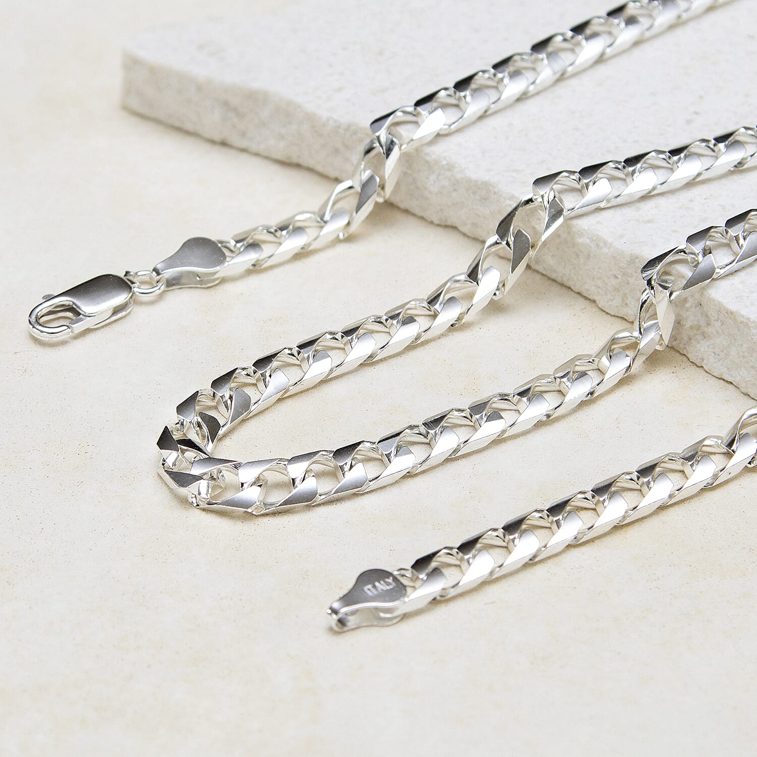 Sterling Silver Flat Square Curb Chain 18 Inch 7315202 3