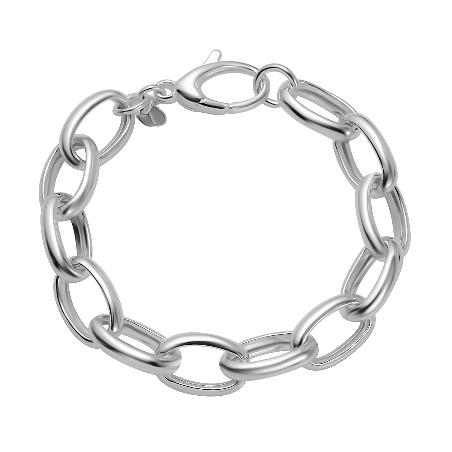 La Bella - Italian Made Sterling Silver Glossy Bracelet (Size 7.5), Silver Wt. 14.40 Gms. 7648750 0