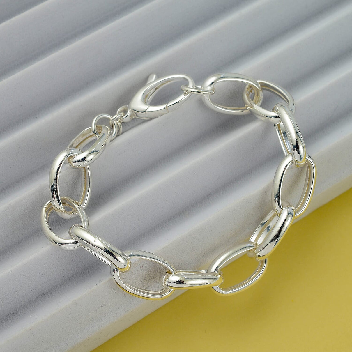 La Bella - Italian Made Sterling Silver Glossy Bracelet (Size 7.5), Silver Wt. 14.40 Gms. 7648750 1