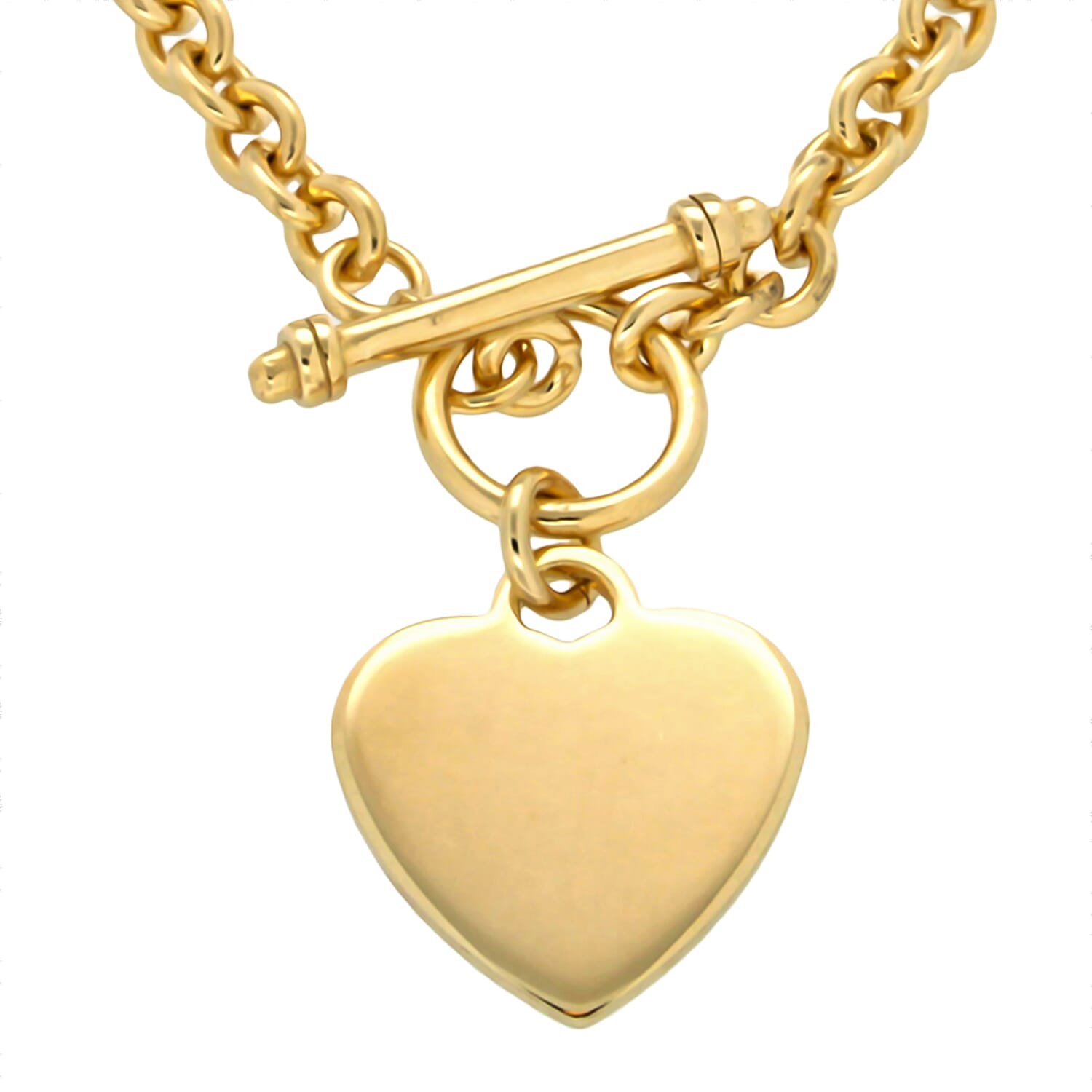 Sterling Silver Gold Plated 23mm x 24mm Heart T-Bar Belcher Chain Necklace 20 Inch 8928910 0
