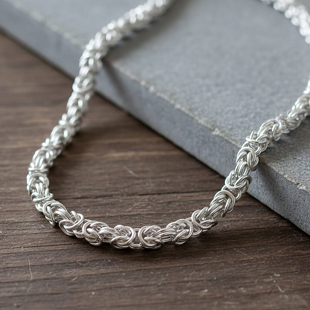 Sterling Silver Graduated Byzantine Necklace (Size 18) 8376270 1