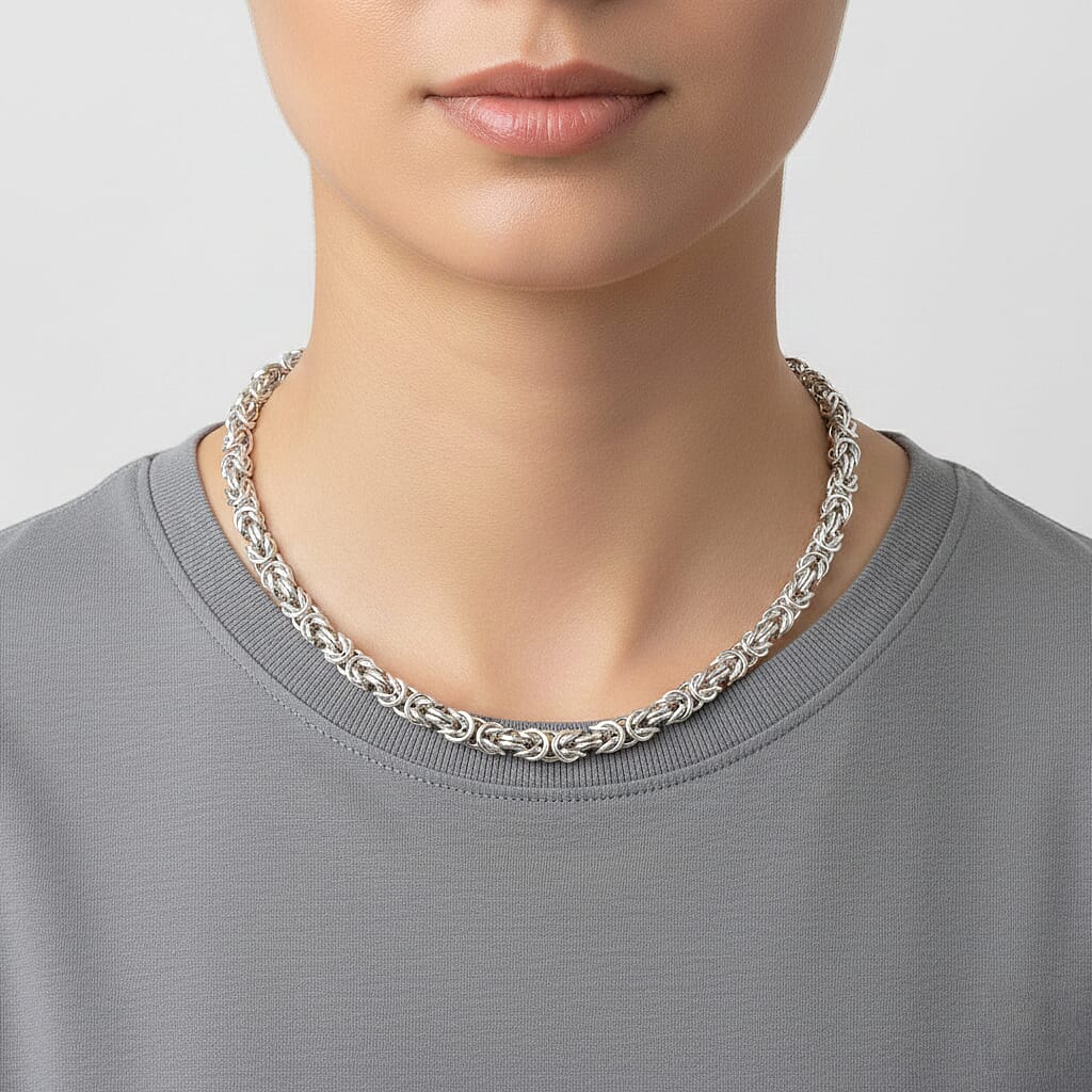 Sterling Silver Graduated Byzantine Necklace (Size 18) 8376270 2