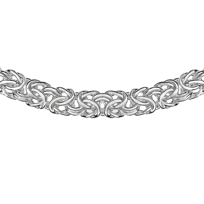 Sterling Silver Graduated Flat Byzantine Chain Necklace 18 Inch 8928813 1