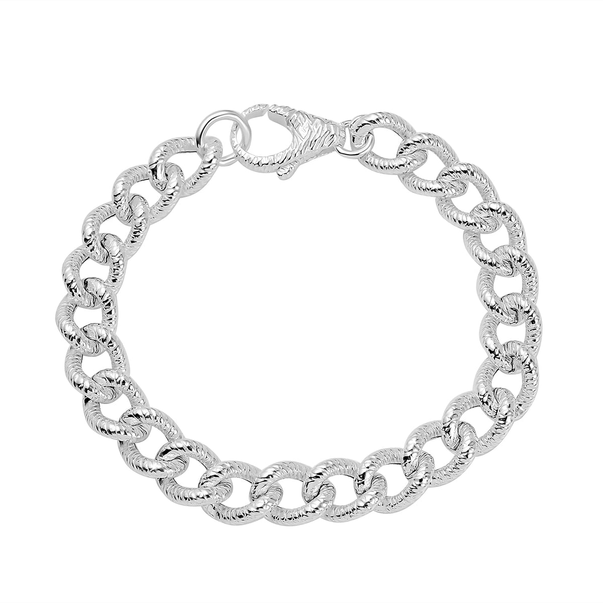 La Bella Italian Made Sterling Silver Grumetta Curb Bracelet (Size - 7.5), Silver Wt. 18.00 Gms 7648737 0