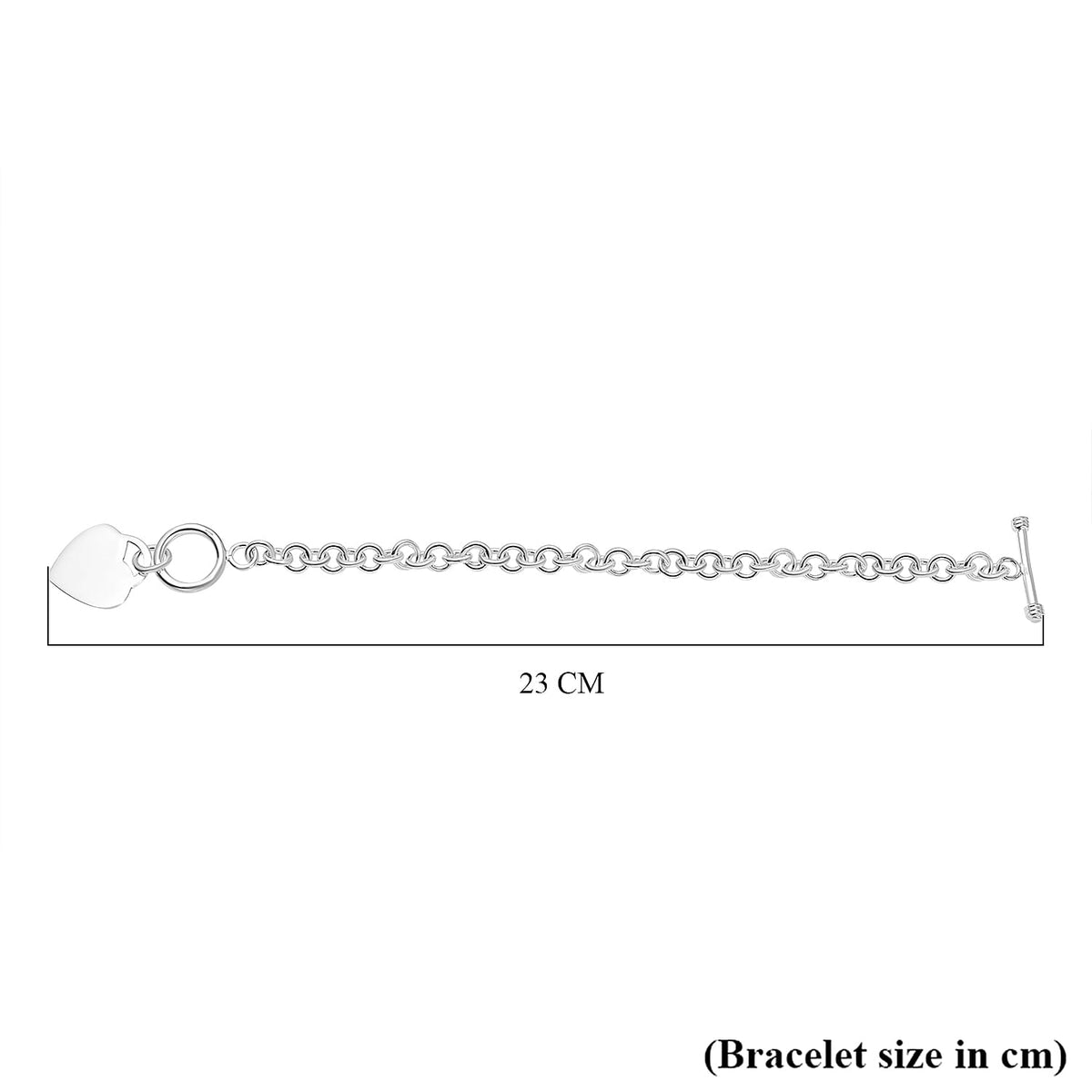 Vicenza Closeout - Sterling Silver Heart Charm Bracelet (Size - 7.5) With T-Bar Clasp 7725064 3