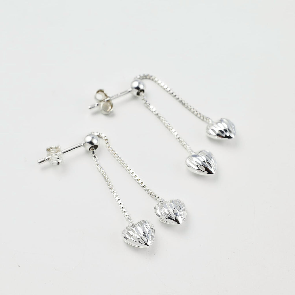 Sterling Silver Heart Drop Earrings