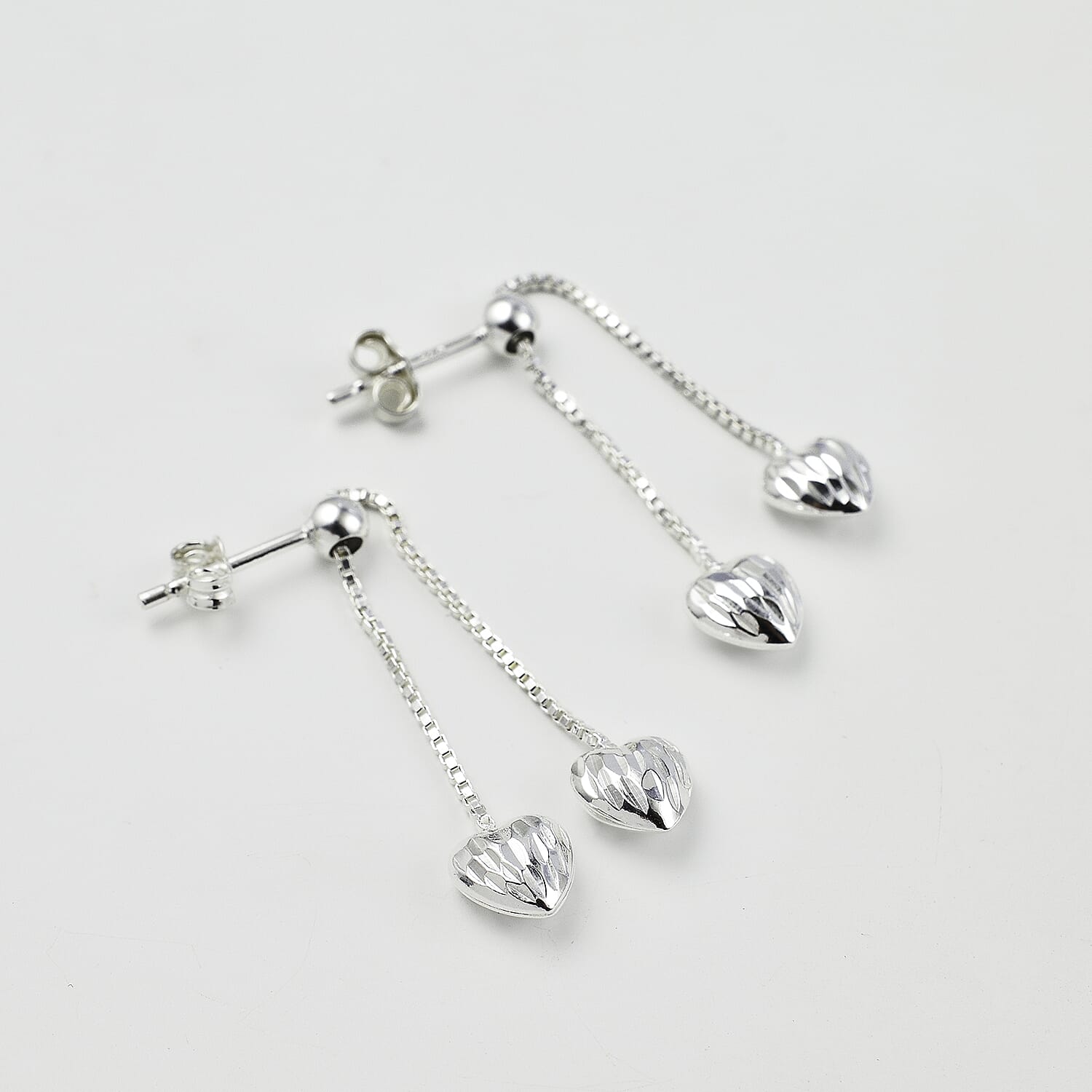 Sterling Silver Heart Drop Earrings 7800576 1
