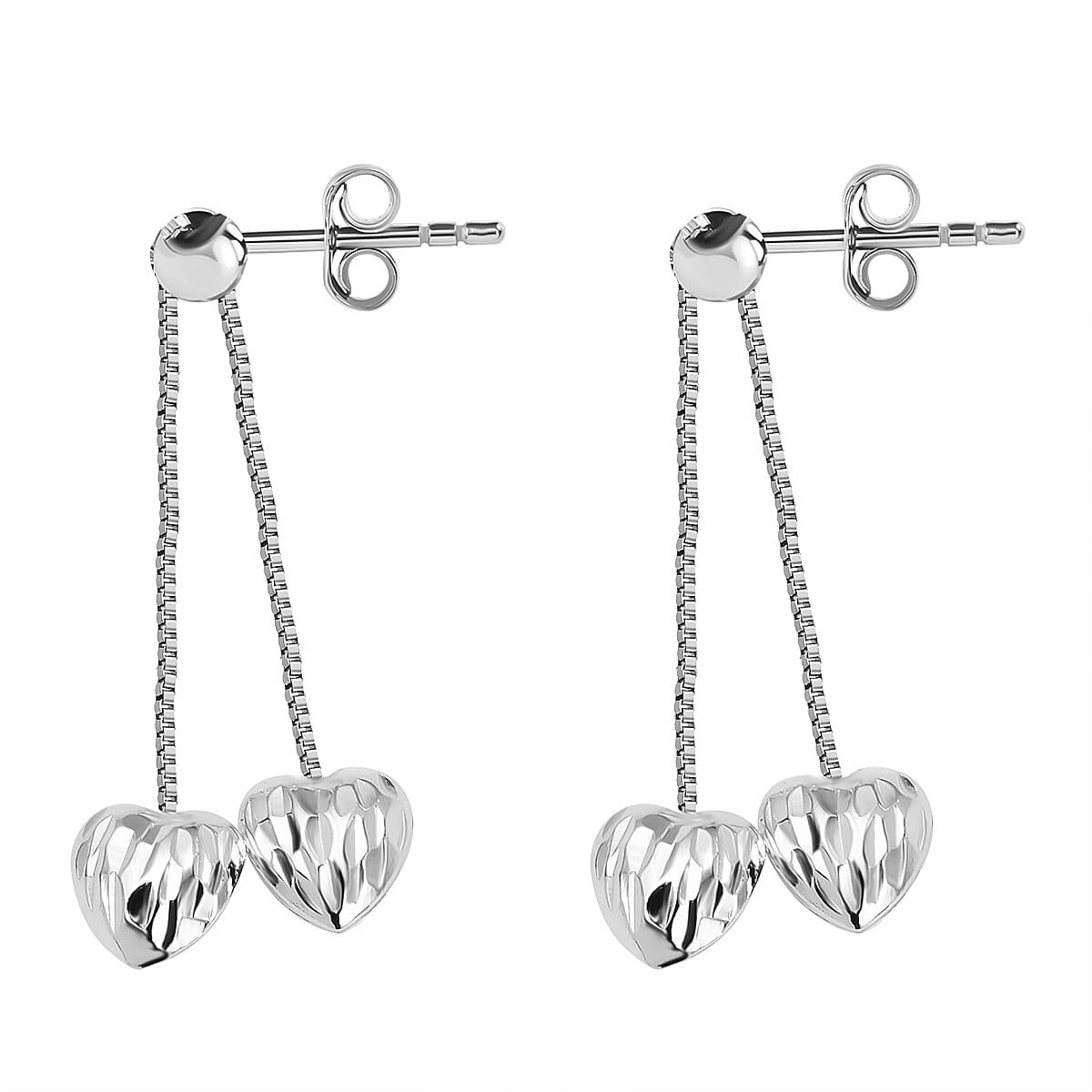 Sterling Silver Heart Drop Earrings 7800576 3