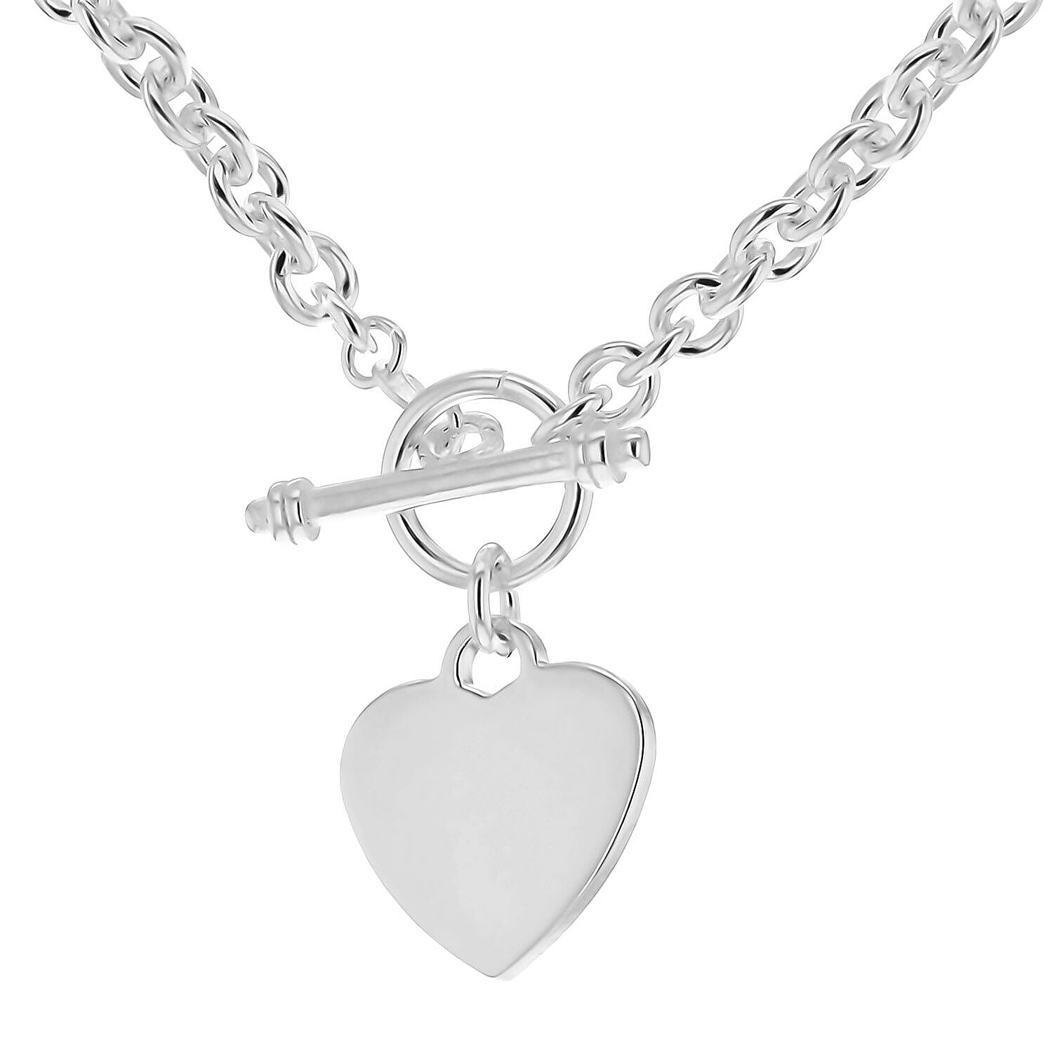 Sterling Silver 23mm x 24mm Heart T Bar Belcher Chain Necklace 20 Inch 7316367 0