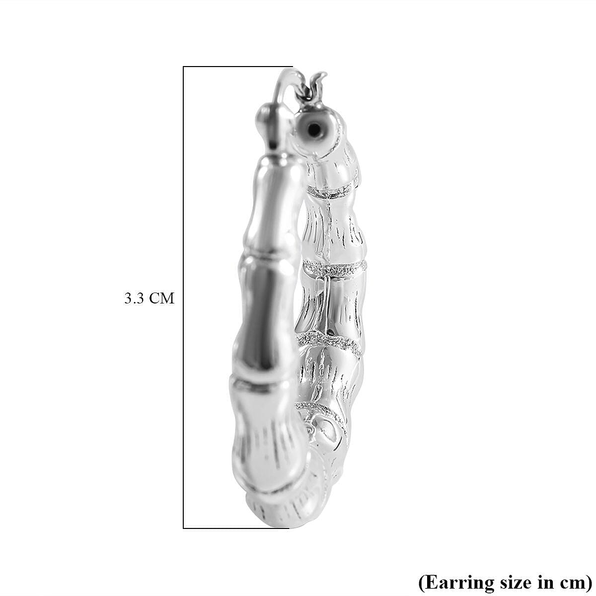 Sterling Silver Bamboo Hoop Earrings (With Clasp) 7303583 5