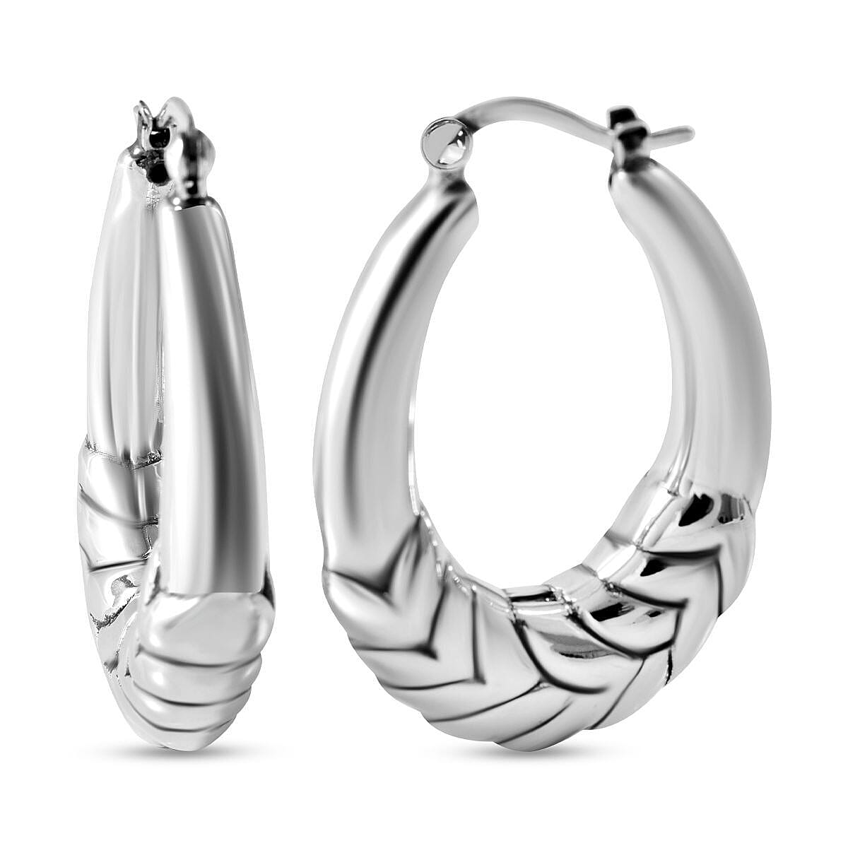 Sterling Silver Hoop Earrings (With Clasp) 7305335 0