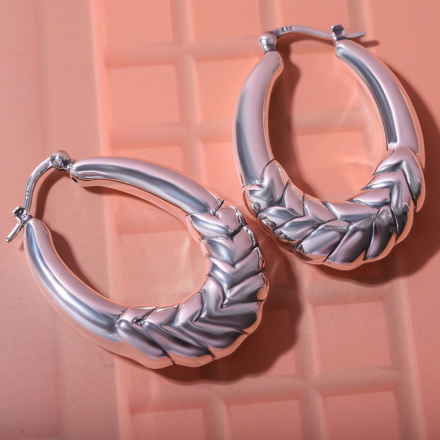 Sterling Silver Hoop Earrings (With Clasp) 7305335 2