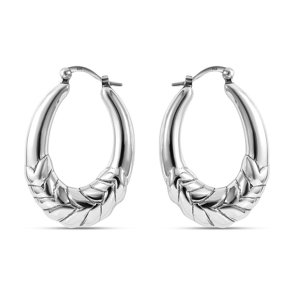 Sterling Silver Hoop Earrings, Silver Wt. 7.00 Gms