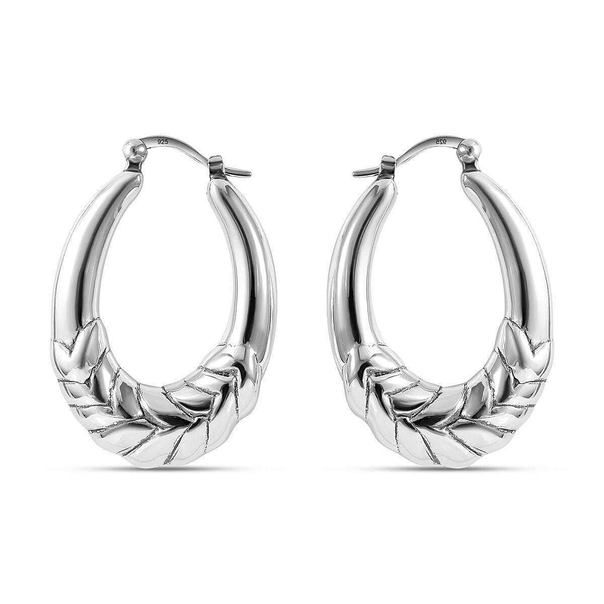 Sterling Silver Hoop Earrings (With Clasp) 7305335 4
