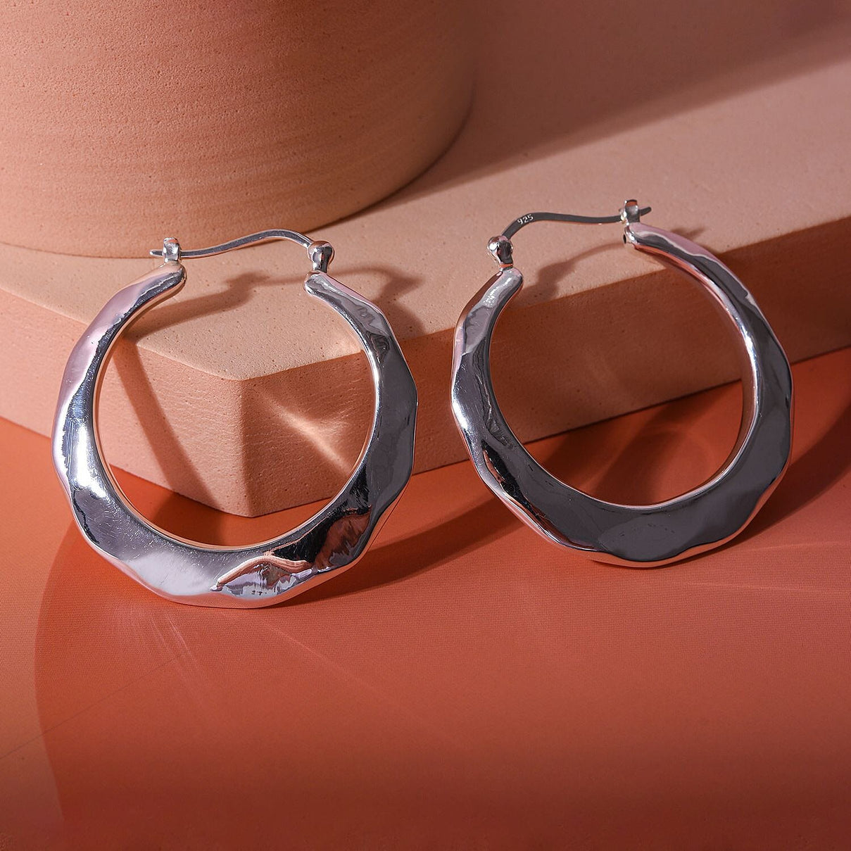 Sterling Silver Hoop Earrings (With Clasp) 7305298 2