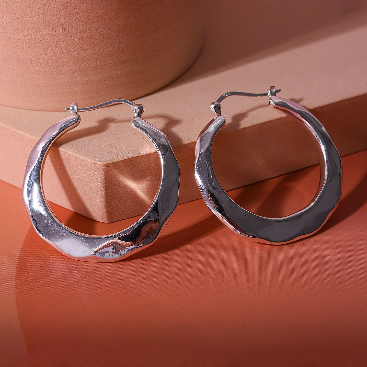 Sterling Silver Hoop Earrings (With Clasp) 7305298 2