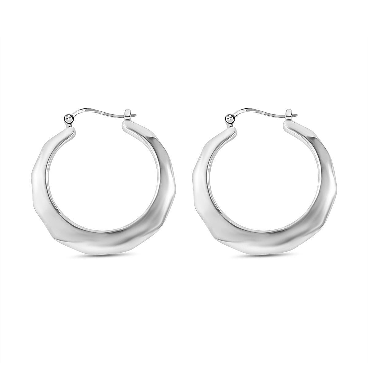Sterling Silver Hoop Earrings (With Clasp) 7305298 4