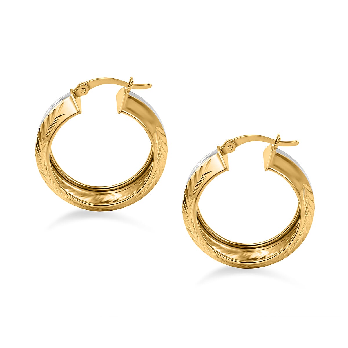 NY Closeout - Three Tone (Yellow-Rose-White) Sterling Silver Diamond-Cut Hoop Earrings 7657144 4