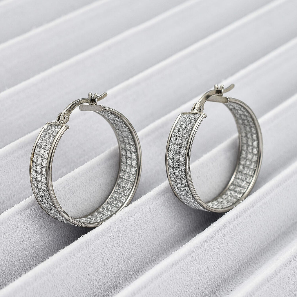 New York Close Out - Designer Diamond Cut Sterling Silver Hoop Earrings