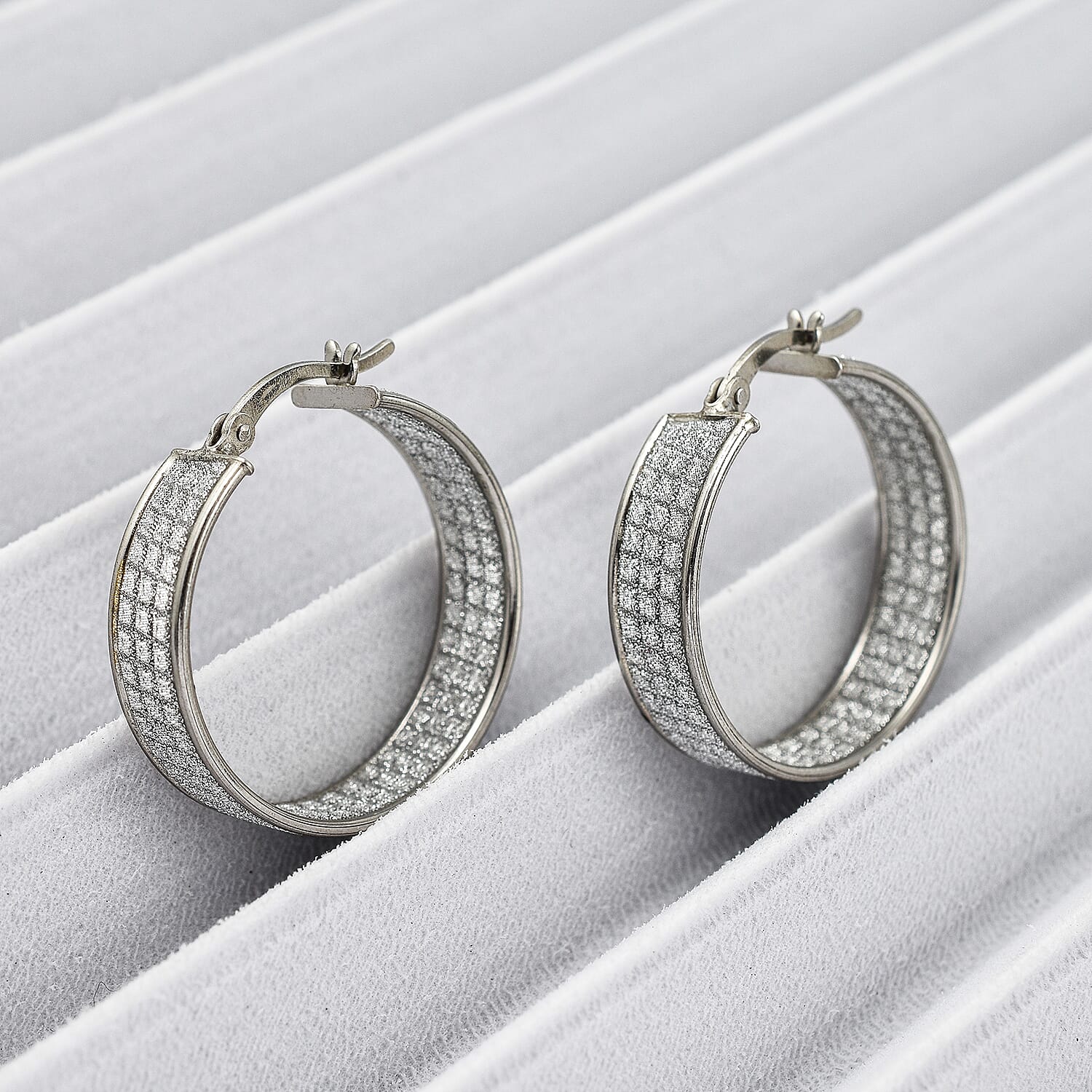 New York Close Out - Designer Diamond Cut Sterling Silver Hoop Earrings 7657155 1