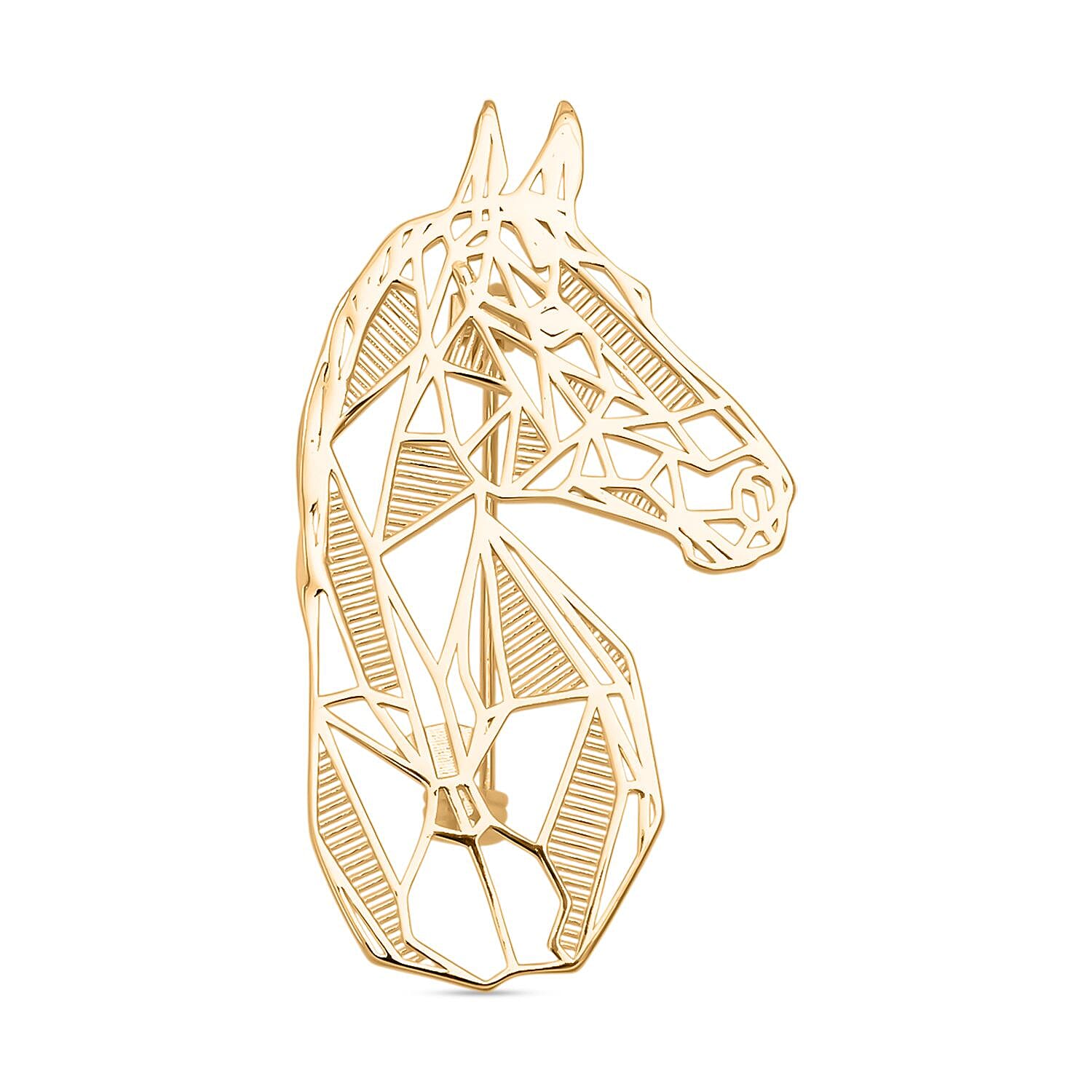 Treasure of Siam - Sterling Silver Horse Head Brooch in Yellow Gold Plated, Silver Wt. 6.50 Gms. 8239222 0