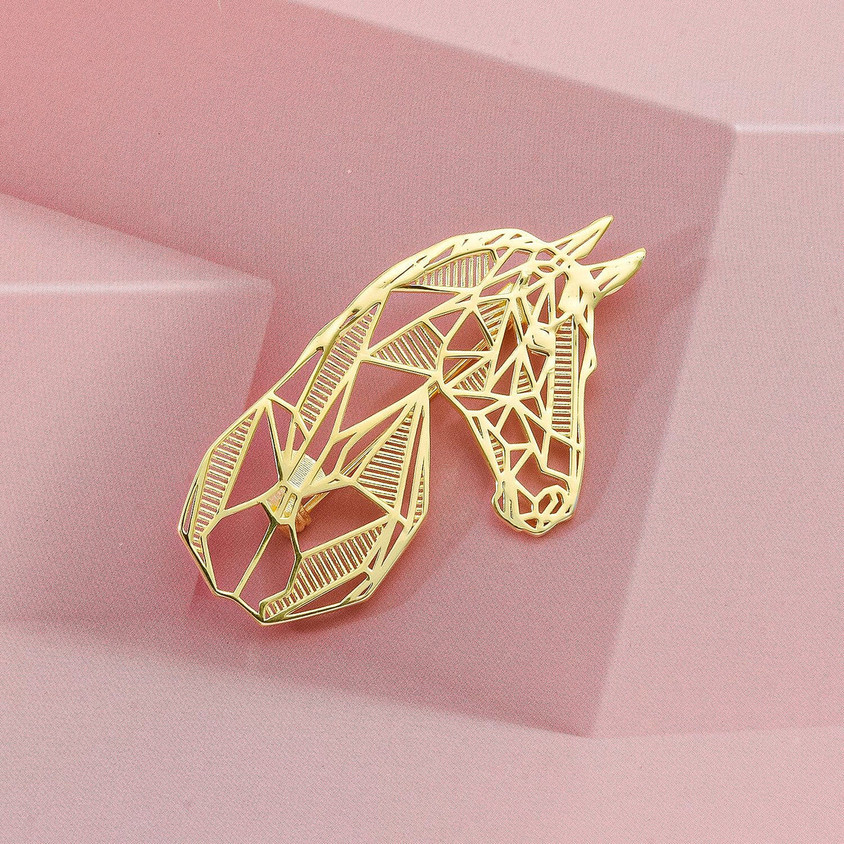 Treasure of Siam - Sterling Silver Horse Head Brooch in Yellow Gold Plated, Silver Wt. 6.50 Gms. 8239222 1