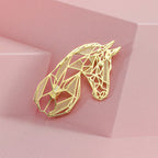 Sterling Silver Horse Head Brooch in Yellow Gold Plated, Silver Wt. 6.50 Gms.