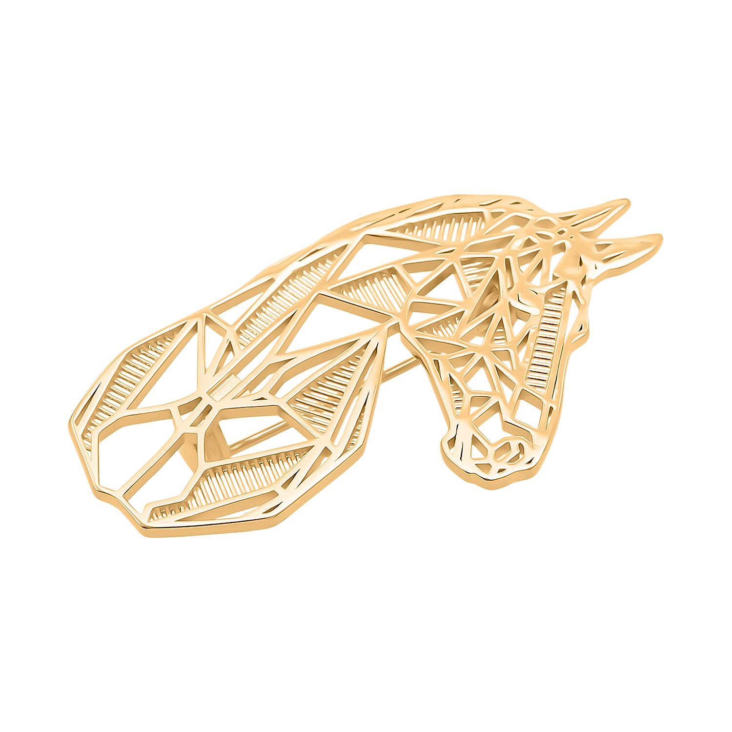 Treasure of Siam - Sterling Silver Horse Head Brooch in Yellow Gold Plated, Silver Wt. 6.50 Gms. 8239222 3