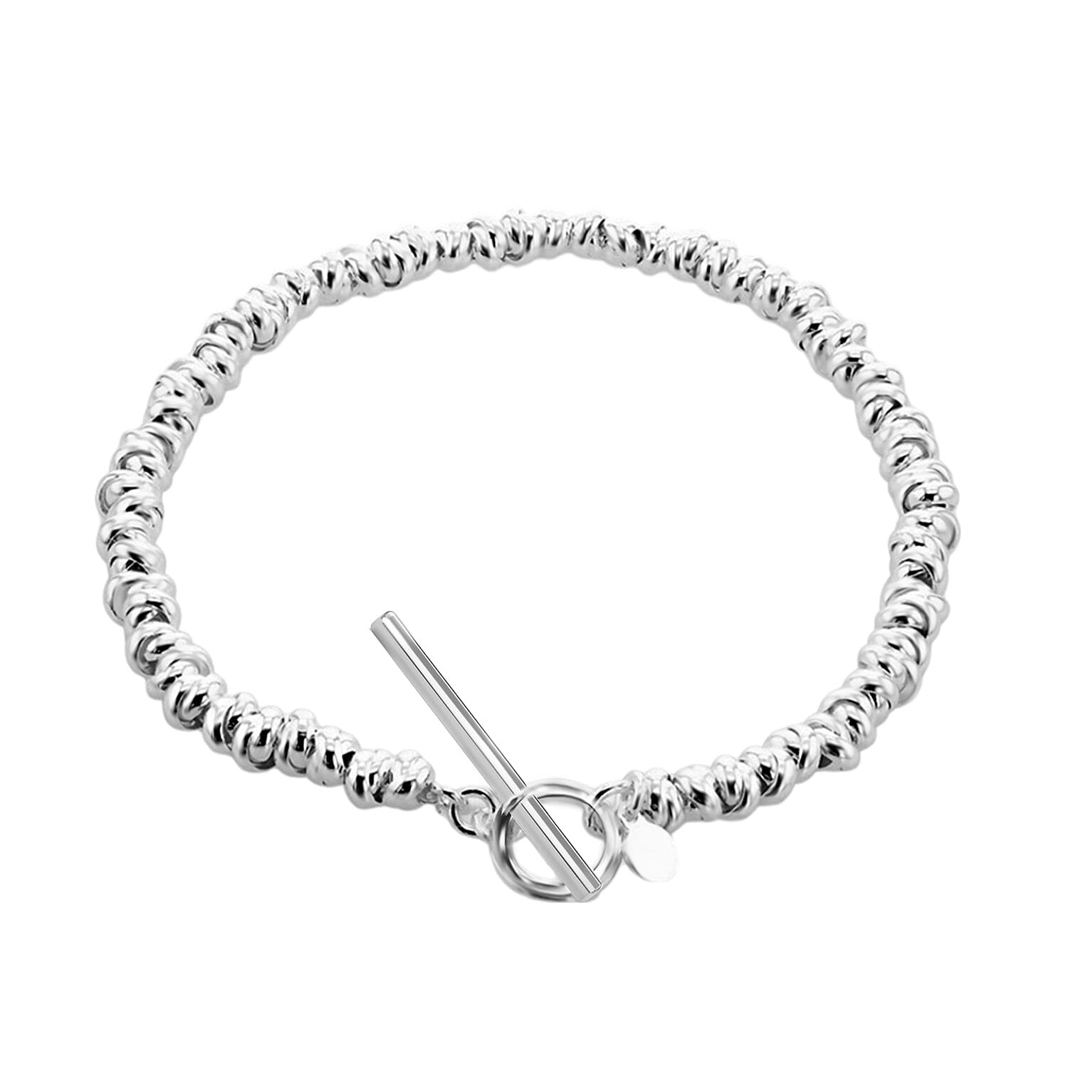 Biggest Designer Closeout Sterling Silver Interlinked Bracelet (Size - 7.5), With T-Bar Clasp Silver Wt. 14.01 Gms 7709672 0