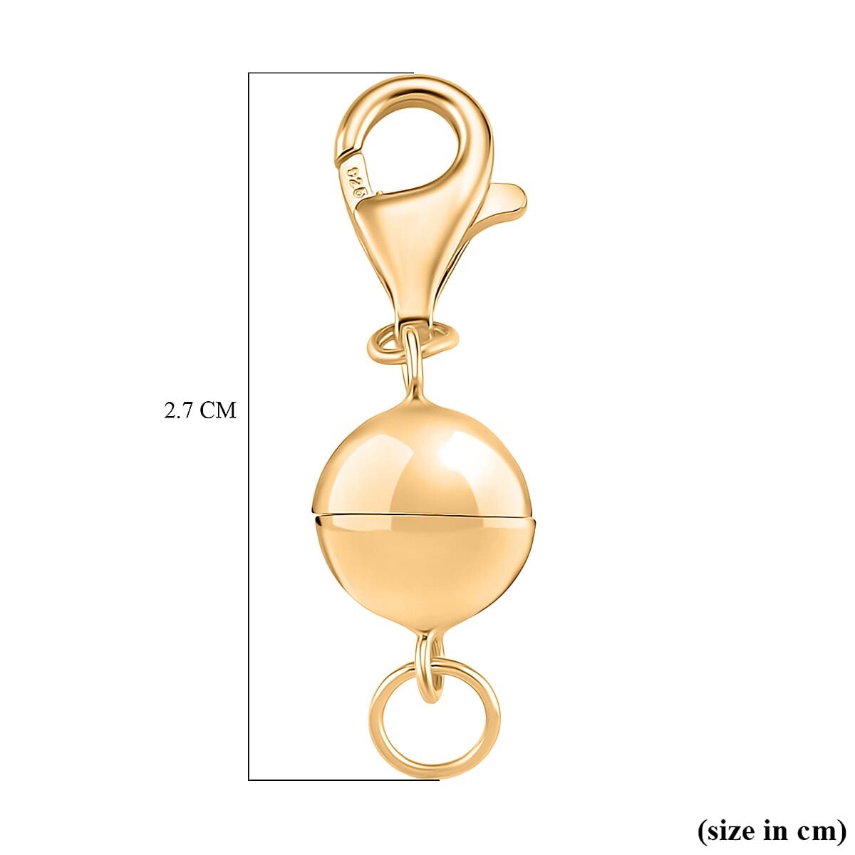 Sterling Silver Magnetic Lock with Lobster Clasp in Yellow Gold Plated 8194633 4