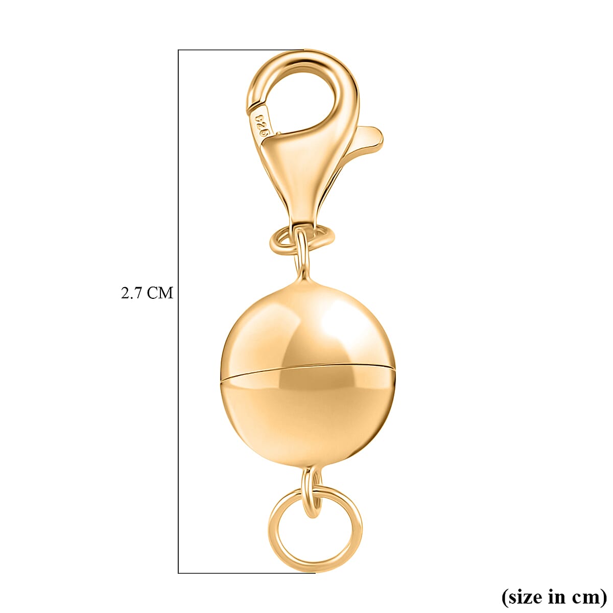 Sterling Silver Magnetic Lock with Lobster Clasp in Yellow Gold Plating 8194648 4