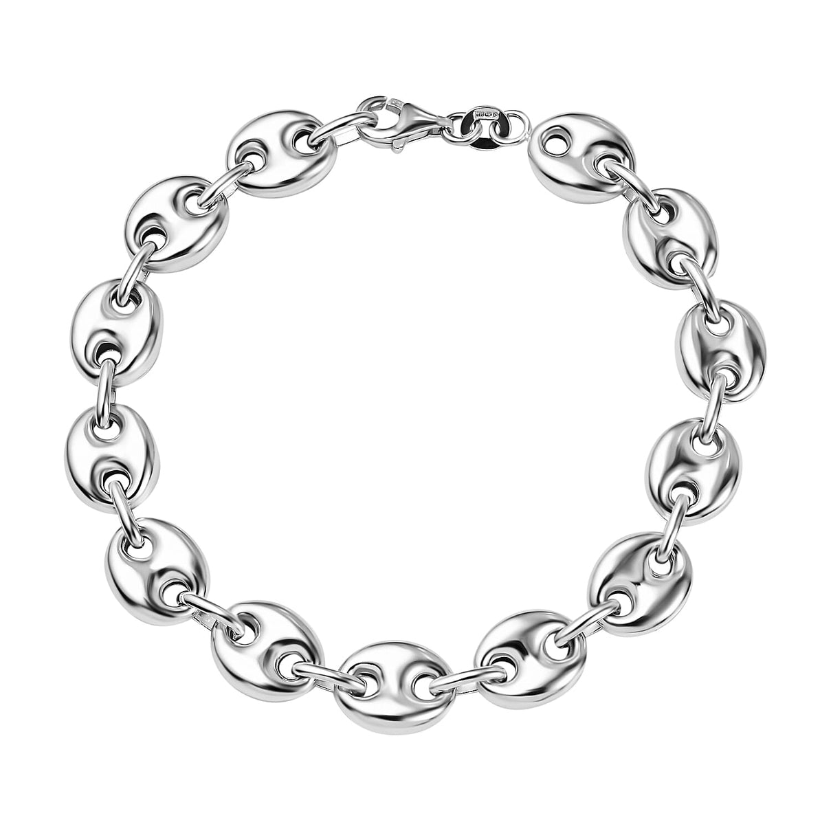 Manhattan Closeout - Sterling Silver Puff Mariner Bracelet (Size - 8), Silver Wt. 12.50 Gms 7657350 0