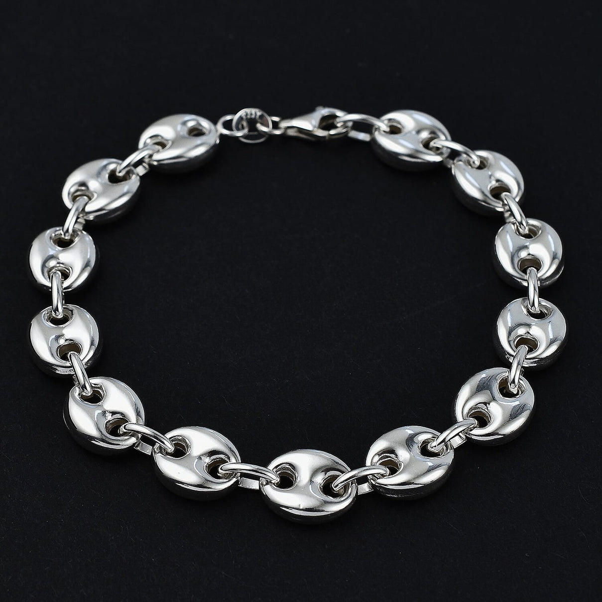 Manhattan Closeout - Sterling Silver Puff Mariner Bracelet (Size - 8), Silver Wt. 12.50 Gms 7657350 1